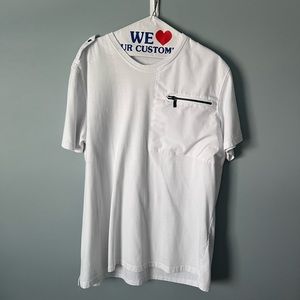 Sean Jean men’s white tee shirt with black zipper detailing, size XL